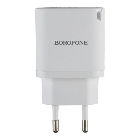 Мережевий зарядний пристрій Borofone BA83A 1USB-C/1USB PD/QC 20W+Type-C to Type-C Колір Білий