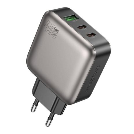 Сетевое Зарядное Устройство Borofone BAS56A 2USB-C/1USB QC/PD 45W GAN Цвет Черный
