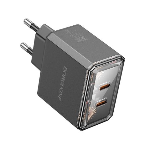 Мережевий зарядний пристрій Borofone BAS33A 2USB-C PD/QC45W Колір Чорний