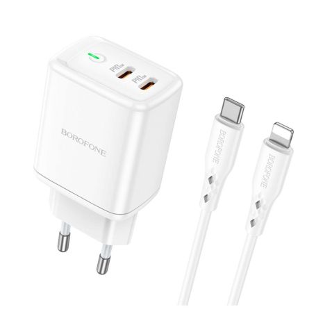 Мережевий зарядний пристрій Borofone BN9 Reacher PD/QC 35 W Type-C to Lightning Колір Білий