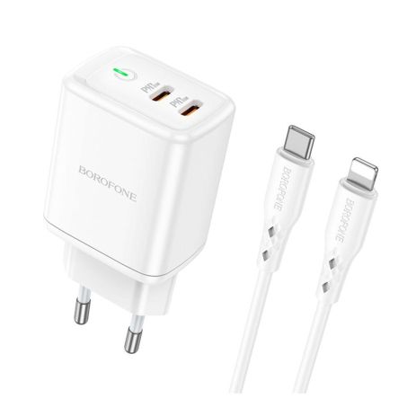 Мережевий зарядний пристрій Borofone BN9 Reacher PD/QC 35 W Type-C to Lightning Колір Білий
