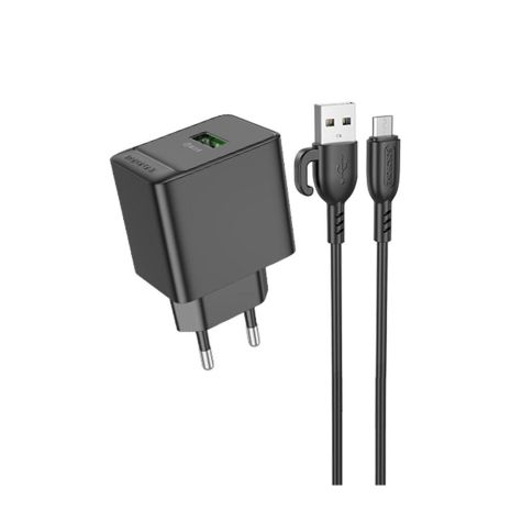 Сетевое Зарядное Устройство Borofone BAS12A 1USB QC3.0 18W+USB to Micro Цвет Черный