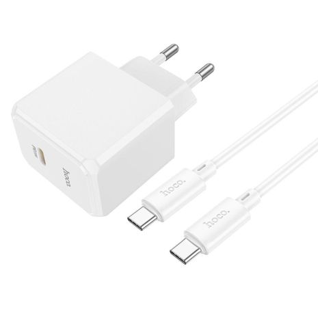Сетевое Зарядное Устройство Hoco CS13A 1USB-C PD/QC 20W+Type-C to Type-C Цвет Белый