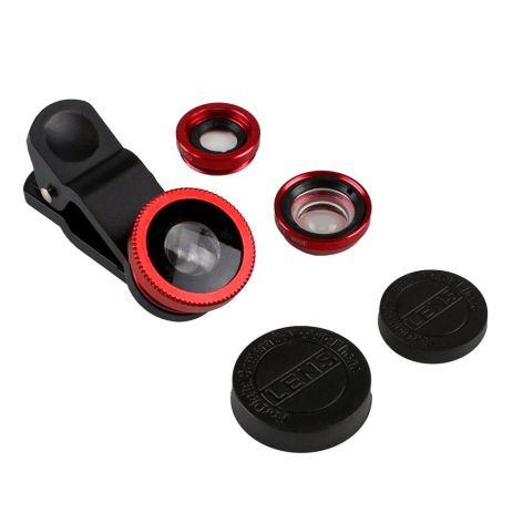 Об'єктив-Лінза Для Телефону Риб'ячий Око 3 in1 Колір Чорно-червоний