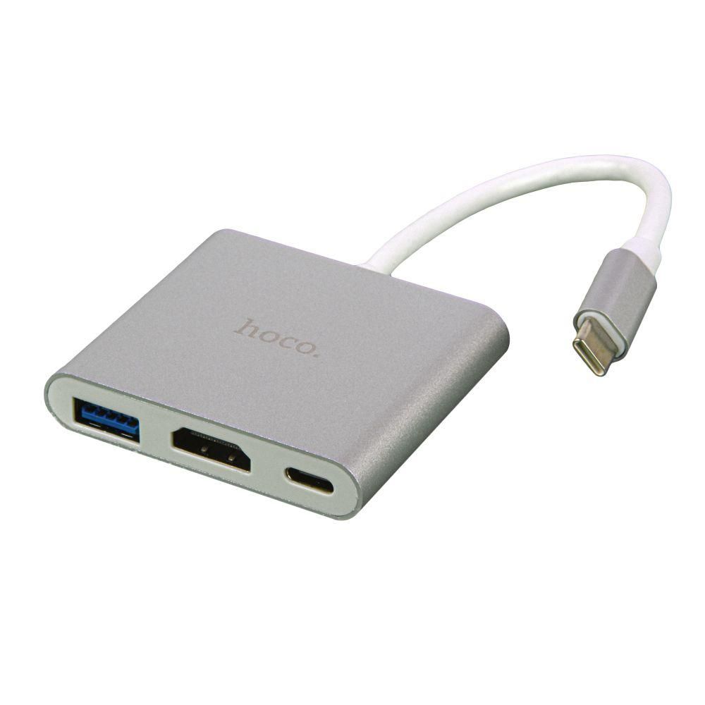 Переходник Hoco HB14 Type-C to USB3.0+HDMI+PD Цвет Стальной Переходник Hoco HB14 Type-C to USB3.0+HDMI+PD Цвет Стальной