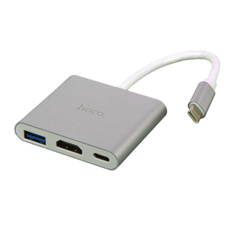 Переходник Hoco HB14 Type-C to USB3.0+HDMI+PD Цвет Стальной