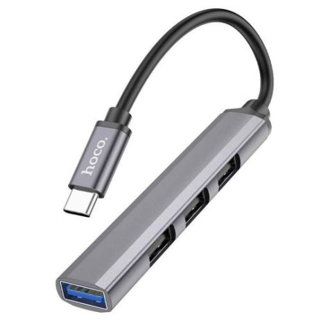 USB Hub Hoco HB26 4 in 1 adapter(Type-C to USB3.0+USB2.0*3) Цвет Серый
