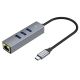 USB Hoco HB34 Easy link Gigabit Ethernet adapter(Type C to USB3.0*3+RJ45) Цвет Серый