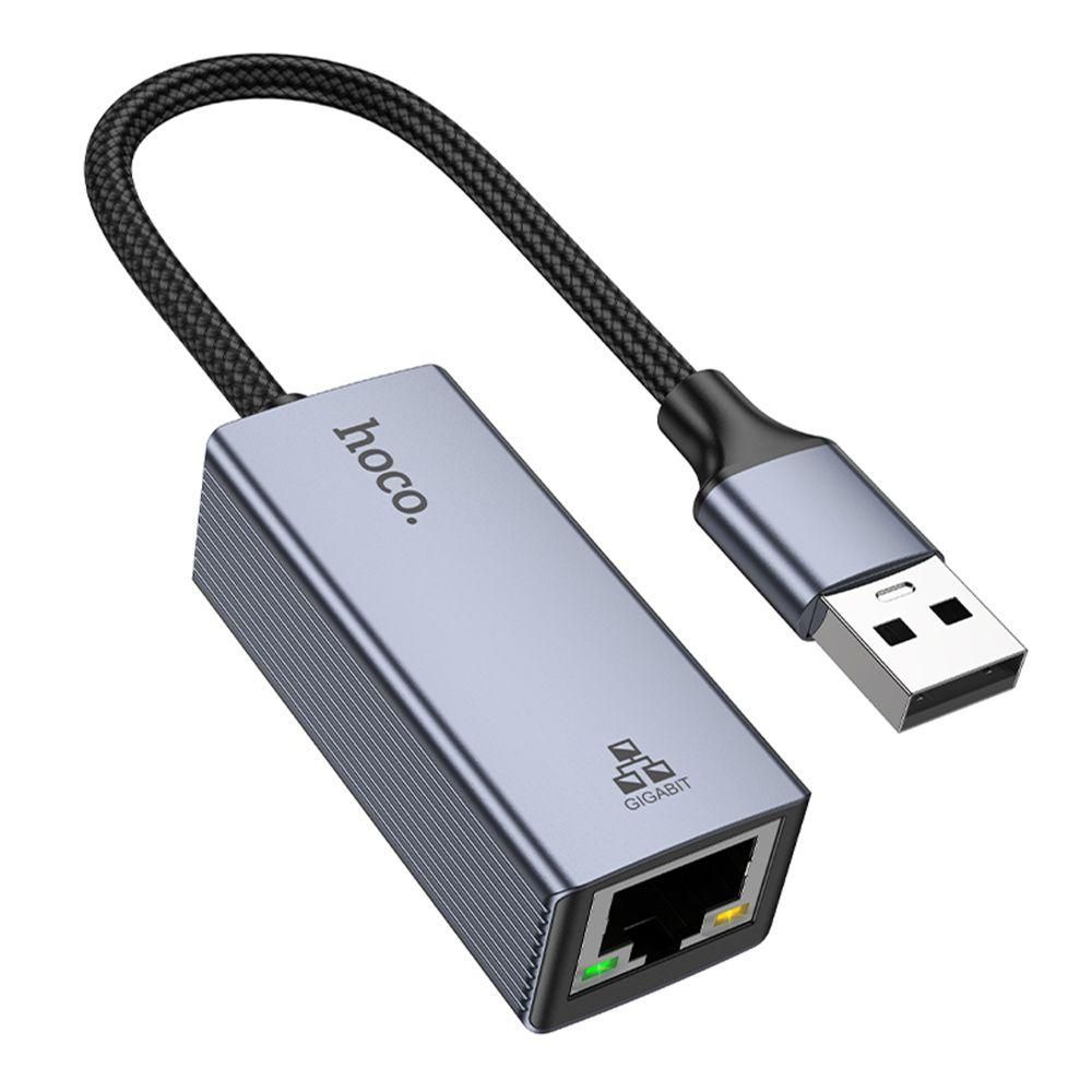 Переходник Hoco UA37 USB to Ethernet adapter (1000 Mbps/1Gbit) Цвет Серый Переходник Hoco UA37 USB to Ethernet adapter (1000 Mbps/1Gbit) Цвет Серый