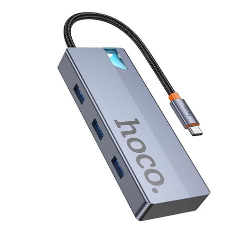 USB Hub Hoco HB50 Type-C 5-in-1 (HDTV+PD+USB3.0*3) Цвет Серый USB Hub Hoco HB50 Type-C 5-in-1 (HDTV+PD+USB3.0*3) Цвет Серый