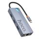 USB Hub Hoco HB51 Type-C 6-in-1 (HDTV+RJ45-100Mbps+PD+USB3.0*3) Цвет Серый