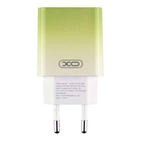 Мережевий зарядний пристрій XO CE18 1Type-C PD/QC 30 W Type-C to Type-C Колір Жовтий
