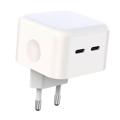 Мережевий зарядний пристрій XO L102 EU Dual type-C port 35 W Type-C to Type-C Колір Білий