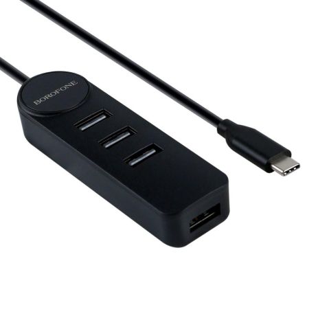 USB Hub Borofone DH5 4-in-1 (Type-C to USB3.0+USB2.0*3) (L = 0.2M) Колір Чорний