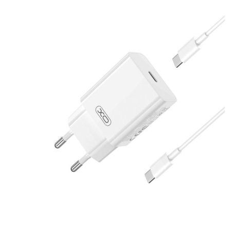 Мережевий зарядний пристрій XO L126 1 USB-C PD/QC 20W+Type-C to Type-C Колір Білий