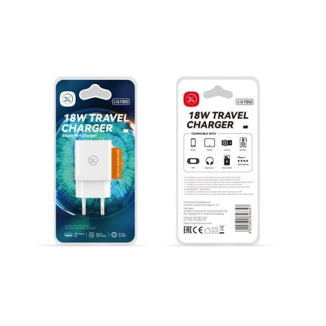 Сетевое Зарядное Устройство XO L127 1USB QC 18W New Logo Цвет Белый