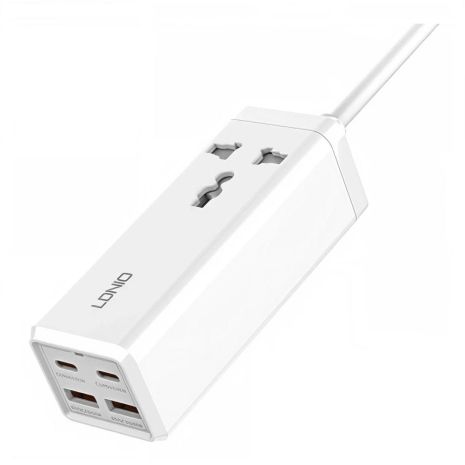 Сетевое Зарядное Устройство LDNIO SC1418 Power Strip PD/QC 65W Цвет Белый Сетевое Зарядное Устройство LDNIO SC1418 Power Strip PD/QC 65W Цвет Белый