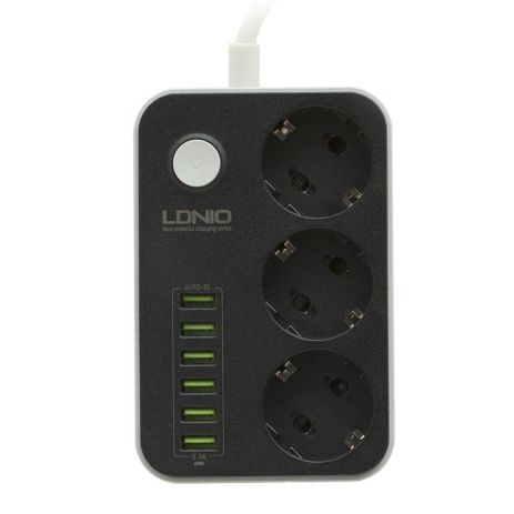 Сетевой Удлинитель LDNIO SE3631 6USB 3.4A / 3 Socket Цвет Черный