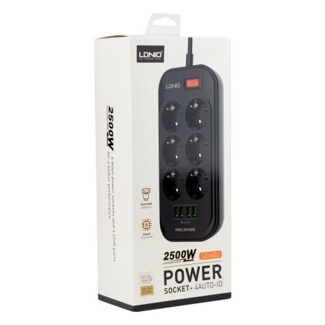 Сетевой Удлинитель LDNIO SE6403 4USB / 6 Socket Цвет Черный Сетевой Удлинитель LDNIO SE6403 4USB / 6 Socket Цвет Черный