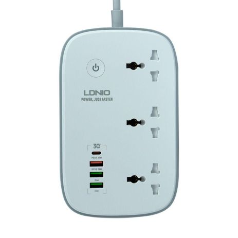 Мережевий подовжувач LDNIO SCW3451 3 ports/PD/3USB/1QC3.0/1Type-C/WiFi Колір Білий