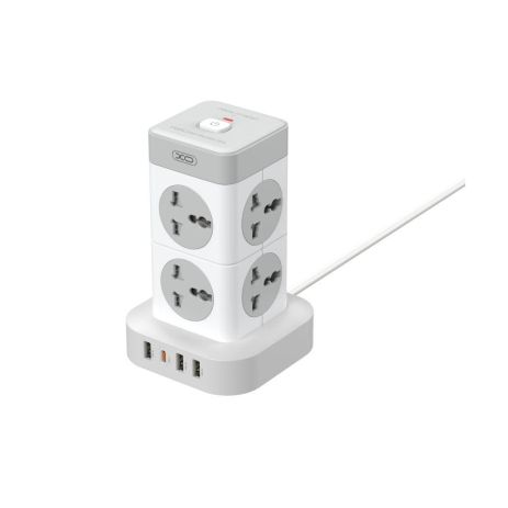 Мережевий подовжувач XO WL21 Tower Shaped 8AC socket+3USB-A+1USB-C 2m Колір Білий
