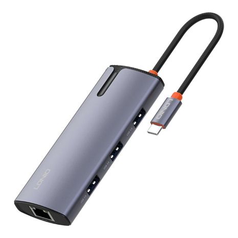 USB Hub LDNIO DS-16H Type-C To PD*1(100W)+HDMI*1(4K@30hz)+USB3.0*3+RJ45*1(1Gbps) Цвет Серый USB Hub LDNIO DS-16H Type-C To PD*1(100W)+HDMI*1(4K@30hz)+USB3.0*3+RJ45*1(1Gbps) Цвет Серый