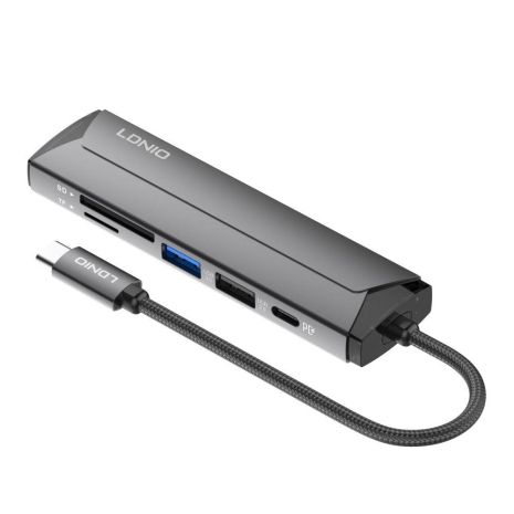 USB Hub LDNIO DS-56H Type-C To PD3.0*1(100W)+HDMI*1(4K@30hz)+USB2.0*1+SD+TF Цвет Серый USB Hub LDNIO DS-56H Type-C To PD3.0*1(100W)+HDMI*1(4K@30hz)+USB2.0*1+SD+TF Цвет Серый