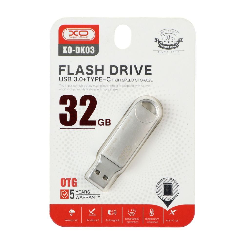 USB Flash Drive XO DK03 USB3.0+Type C 32GB Цвет Стальной USB Flash Drive XO DK03 USB3.0+Type C 32GB Цвет Стальной