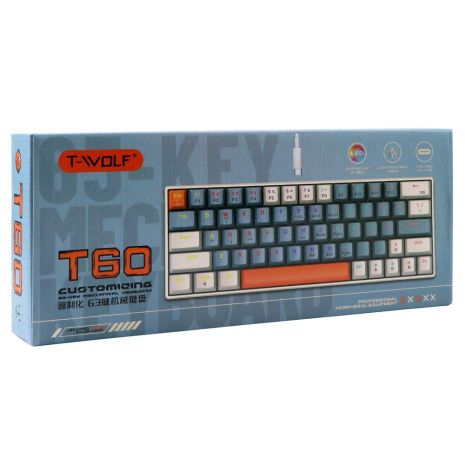 Клавиатура Игровая TWolf T60 Blue Switch Цвет Синий/Белый