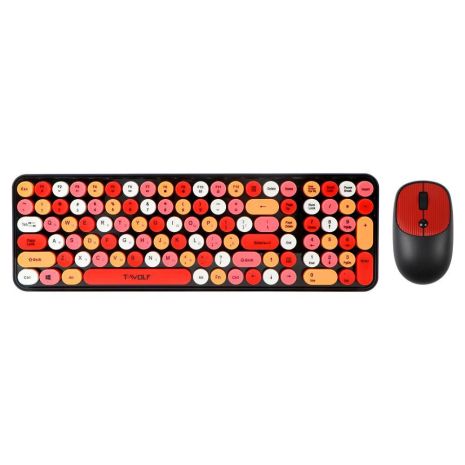 Беспроводная Клавиатура и Мышь TWolf TF350 Colorful Цвет Черный/Красный