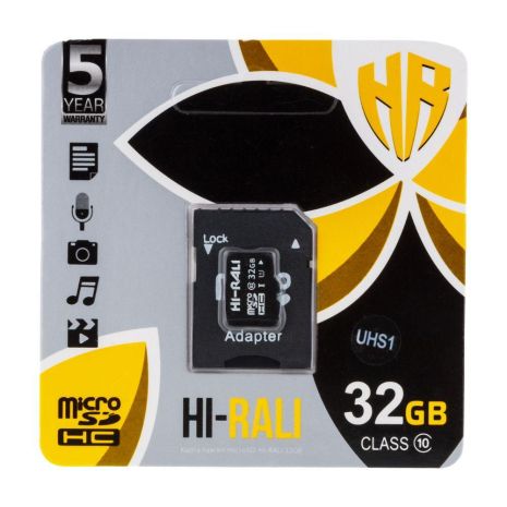 Карта Памяти Hi-Rali MicroSDHC 32gb UHS-1 10 Class &amp; Adapter Цвет Черный