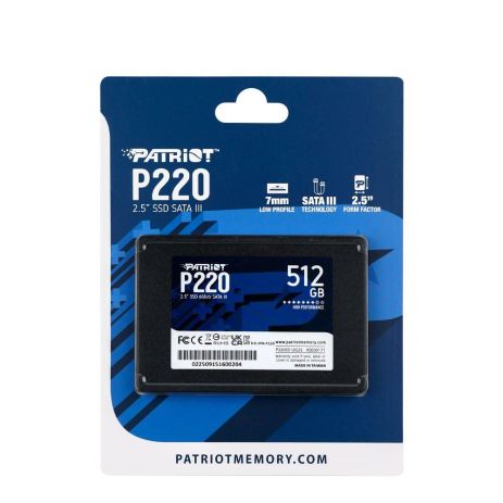SSD Диск Patriot P220 512GB 2.5" 7mm SATAIII (P220S512G25) Цвет Черный