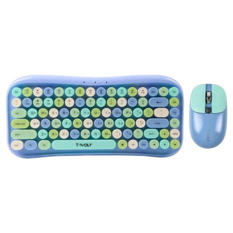 Беспроводная Клавиатура и Мышь TWolf TF660 Цвет Голубой