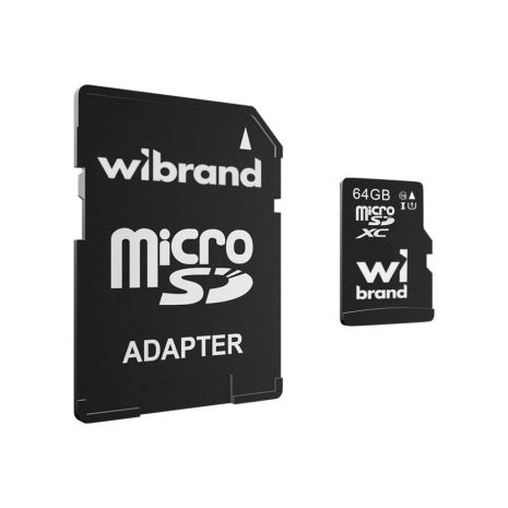 Карта Памяти Wibrand MicroSDHC 64gb UHS-1 10 Class & Adapter Цвет Черный Карта Памяти Wibrand MicroSDHC 64gb UHS-1 10 Class & Adapter Цвет Черный