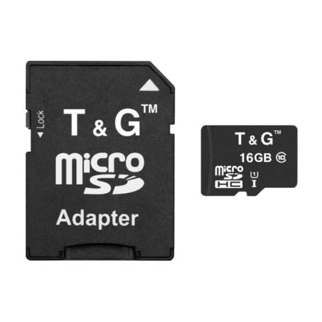 Карта Памяти T&amp;G MicroSDHC 16gb UHS-1 10 Class &amp; Adapter Цвет Черный