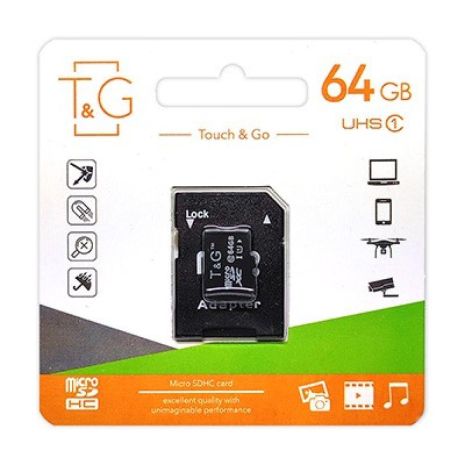 Карта Памяти T&amp;G MicroSDXC 64gb UHS-1 10 Class &amp; Adapter Цвет Черный