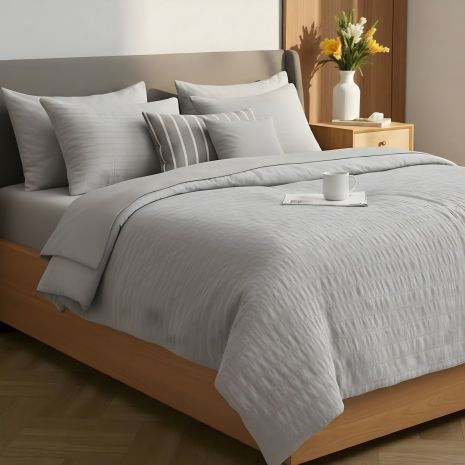 Евро комплект постельного белья Cloud Dream IDEIA, микросатин жатка, подарочная упаковка, серый беж (8-36029*002)