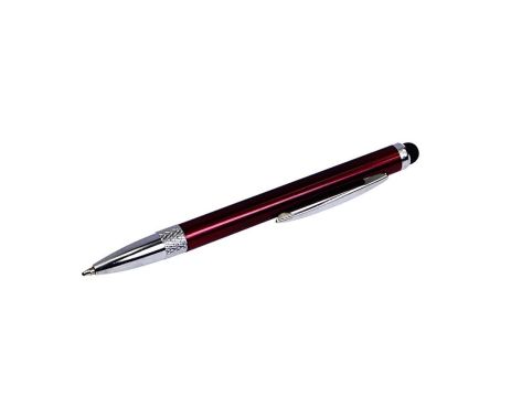Стилус ёмкостный , с выдвижной шариковой ручкой, металлический, бордовый