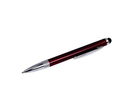 Стилус ёмкостный , с выдвижной шариковой ручкой, металлический, бордовый