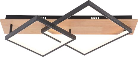 Люстра потолочная светодиодная VALESO DK6588/2 с пультом, LED 47W, диммер, Черный+Дерево