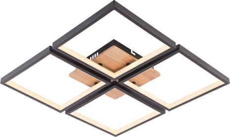 Люстра потолочная светодиодная VALESO DK6587/4 с пультом, LED 82W, диммер, Черный+Дерево