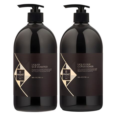 Набір Hadat Liquid Silk DUO "Рідкий Шовк" шампунь і кондиціонер для блиску та гладкості волосся 2х800 мл