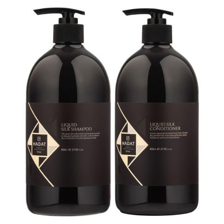 Набір "Рідкий Шовк" Hadat Liquid Silk DUO шампунь і кондиціонер для відновлення блиску та гладкості волосся 2х800 мл