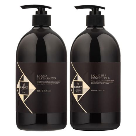 Набір "Рідкий Шовк" Hadat Liquid Silk DUO шампунь і кондиціонер для відновлення блиску та гладкості волосся 2х800 мл