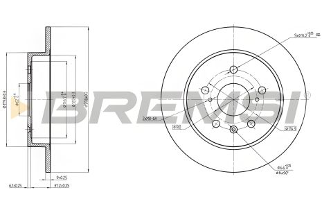 Задний тормозной диск Suzuki SX4 06-(278x9), Bremsi (CD8075S) Задний тормозной диск Suzuki SX4 06-(278x9), Bremsi (CD8075S)