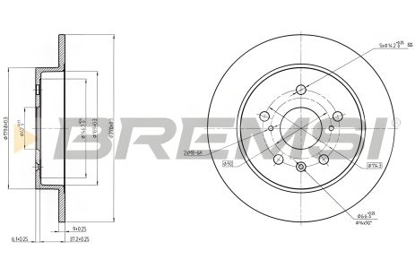 Задний тормозной диск Suzuki SX4 06-(278x9), Bremsi (CD8075S)