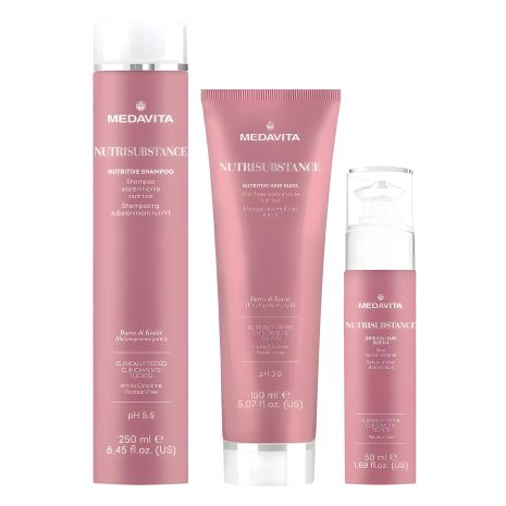 Набір Medavita Nutrisubstance TRIO-2 для живлення та зволоження сухого волосся: шампунь, маска, еліксир 250/150/50 мл Набір Medavita Nutrisubstance TRIO-2 для живлення та зволоження сухого волосся: шампунь, маска, еліксир 250/150/50 мл