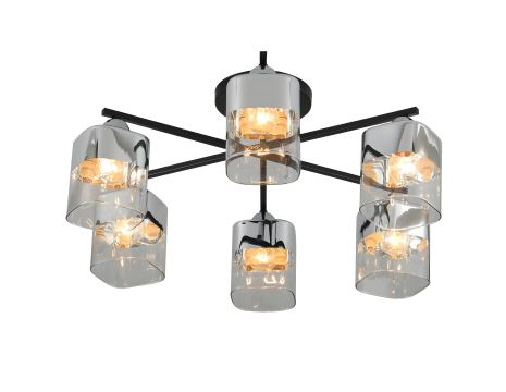 Люстра стельова Sirius 07275/6 Matte Black+CR на 6 клафоників Люстра стельова Sirius 07275/6 Matte Black+CR на 6 клафоників