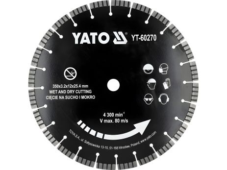 Отрезной диск сегментный алмазный по бетону YATO YT-60270