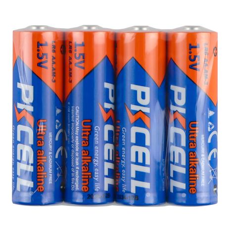 Батарейки PKCELL алкалінові, 1.5V, AA, LR6, 4 штуки, shrink (PC/LR6-4S)